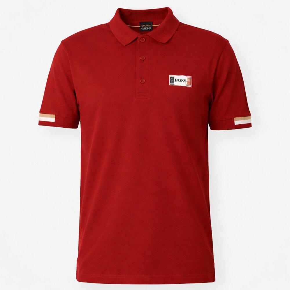 Hugo Boss Burnt Red Polo Shirt Men’s L Regular Fit Stretch New Tags